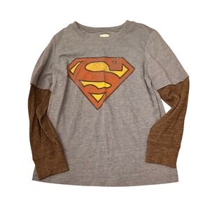 Kids Old Navy Superman Long Sleeve T Shirt Blue Brown Size 4T Superhero Toddler